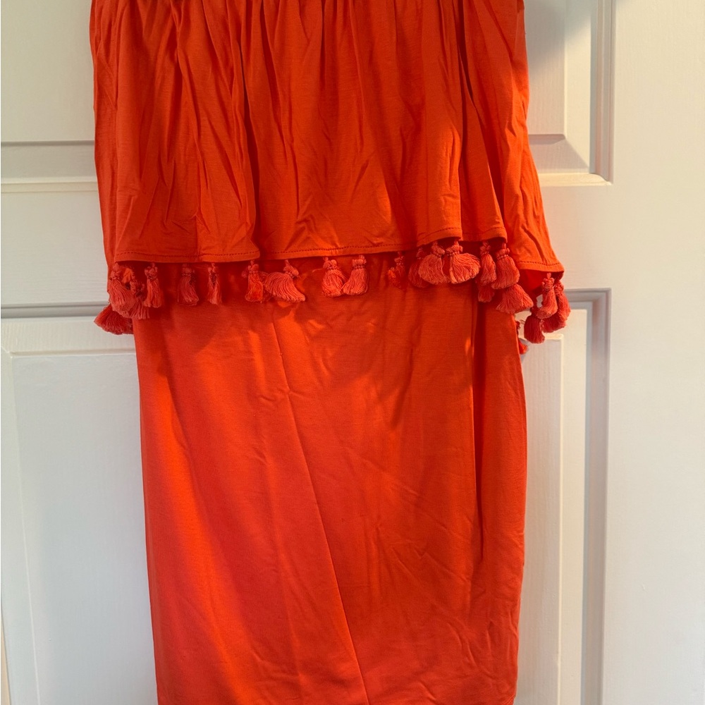 Vibrant Orange Tassel Dress